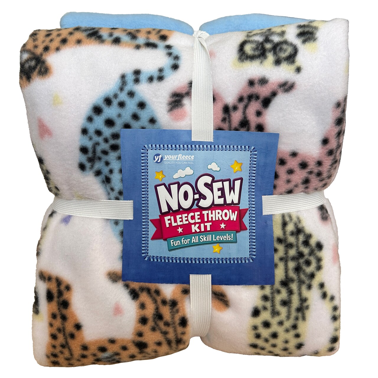Hipster Leopard Anti-Pill Premium No-Sew Throw Fleece Fabric Kit
